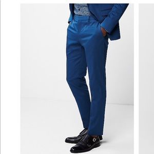 Express Extra Slim Blue Cotton Sateen Stretch Pant